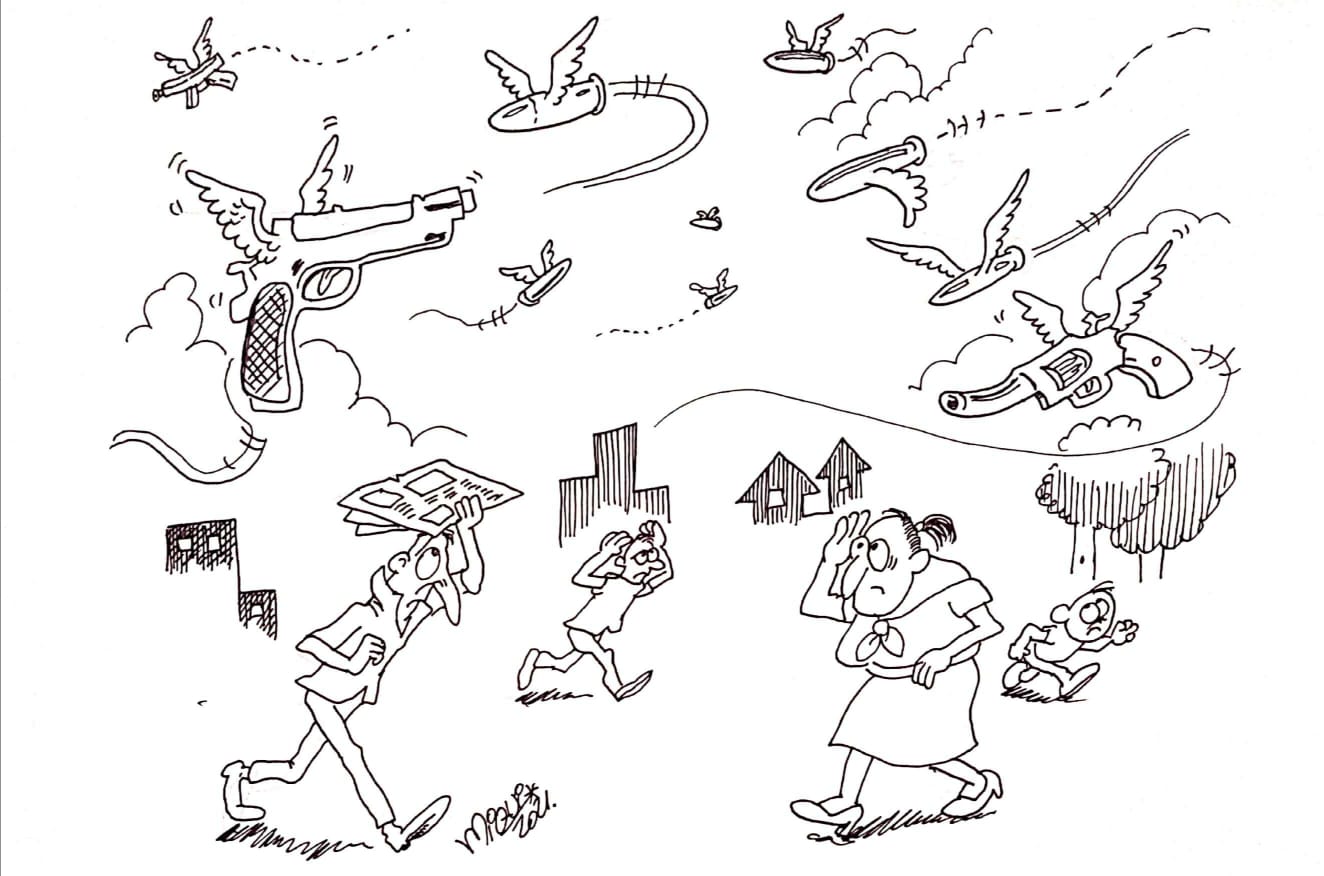 6.-CARICATURA-PAJAROS-CONTRA-LAS-ESCOPETAS-14AGO2021 Los pájaros les disparan a las escopetas