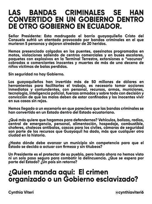 Cynthia-viter-pregunta-quien-manda Cynthia Viteri: “El Estado debe actuar con firmeza y sin titubeos”