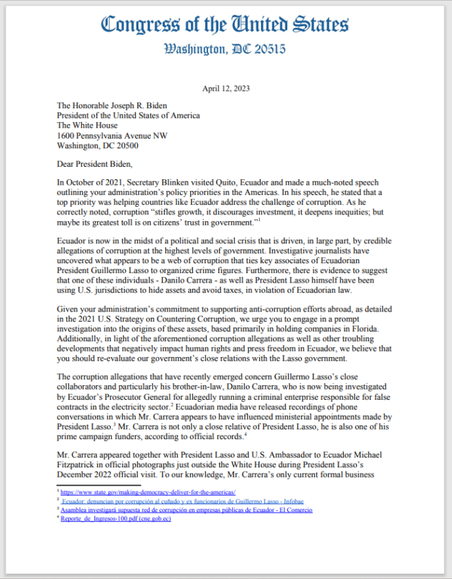 congresistas-piden-investigar-a-Lasso-656x840 Congresistas de Estados Unidos piden a Joe Biden investigue al Gobierno de Guillermo Lasso por presunta corrupción