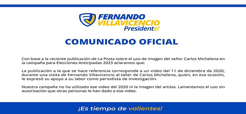 12.1.-comunicado-villavicencio Fernando Villavicencio: es un video de hace tres años