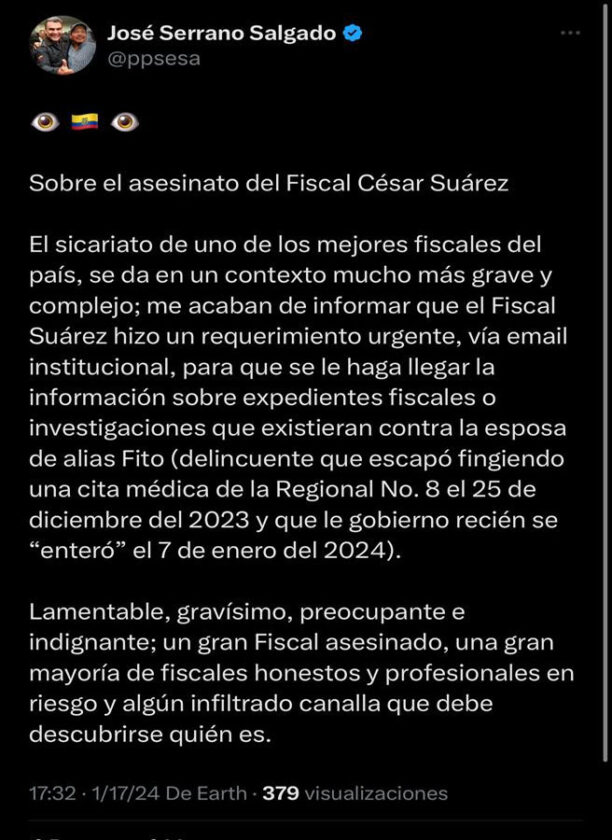 jose-serrano-612x840 Las mafias asesinan a fiscal César Suárez, quien dio guerra a la corrupción en Ecuador