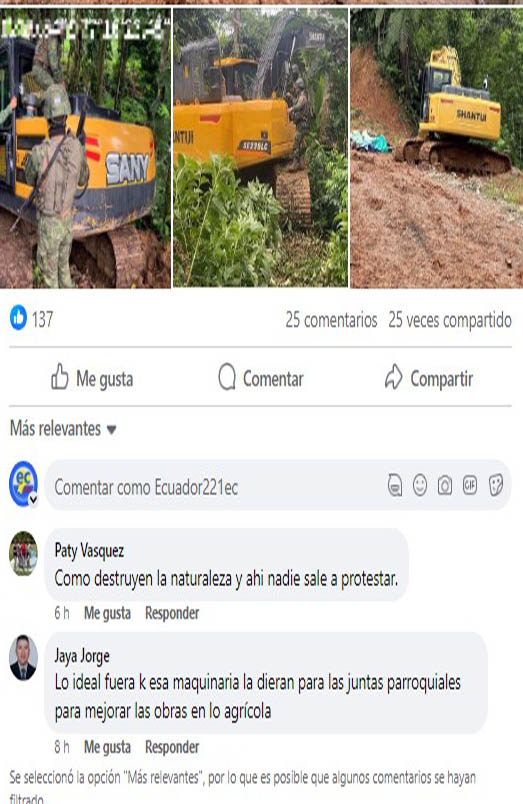 Mineria-ilegal-Orellana Militares ejecutan operativo contra la minería ilegal en Orellana