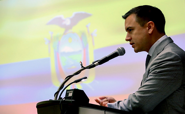 El presidente Daniel Noboa
