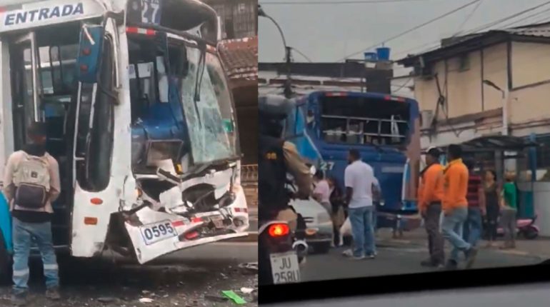 11 personas heridas tras choque de buses en Guayaquil