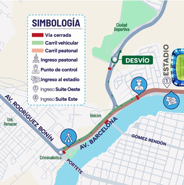 via-cerrara Cierre de avenida Barcelona por partido Ecuador-Bolivia