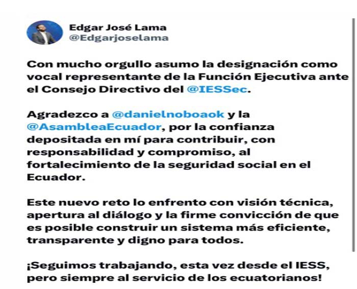 Edgar-Lama-presidira-Consejo-Directivo-IESS-BIESS Edgar Lama preside el Consejo Directivo del IESS
