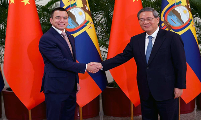Presidente Noboa se reunió con primer ministro chino Li Quiang