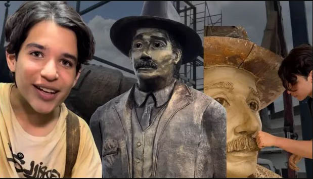 Adolescente crea una estatua gigante del médico santo que será canonizado