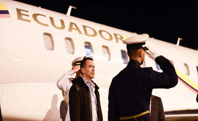 Daniel Noboa llegó a Brasil para reunirse con su homólogo Lula