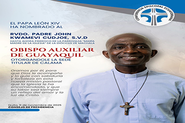 El padre John Kwamevi Cudjoe, es el nuevo Obispo Auxiliar de Guayaquil