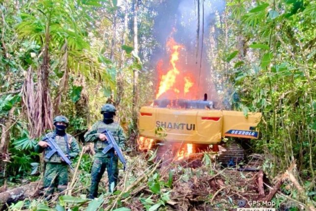 Ejército desmantela campamento de minería ilegal en Zamora