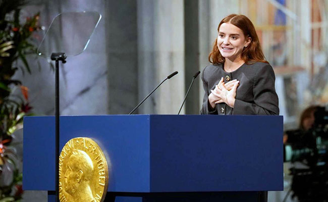 Ana Corina Sosa, hija de la líder opositora venezolana María Corina Machado, confirmó este miércoles tras recoger el Premio Nobel de la Paz