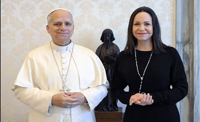 El papa León XIV recibe a María Corina Machado