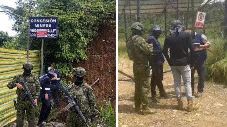 Fuerzas Armadas clausuran diez concesiones mineras en Napo