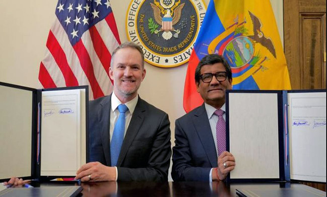 Acuerdo entre Ecuador y EEUU permite liberar el 53% de las exportaciones