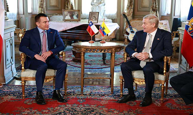 Presidente Daniel Noboa inicia agenda en Chile