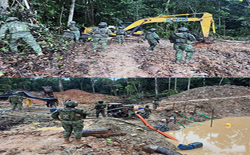 Operativo militar en Orellana destruye campamento de minería ilegal